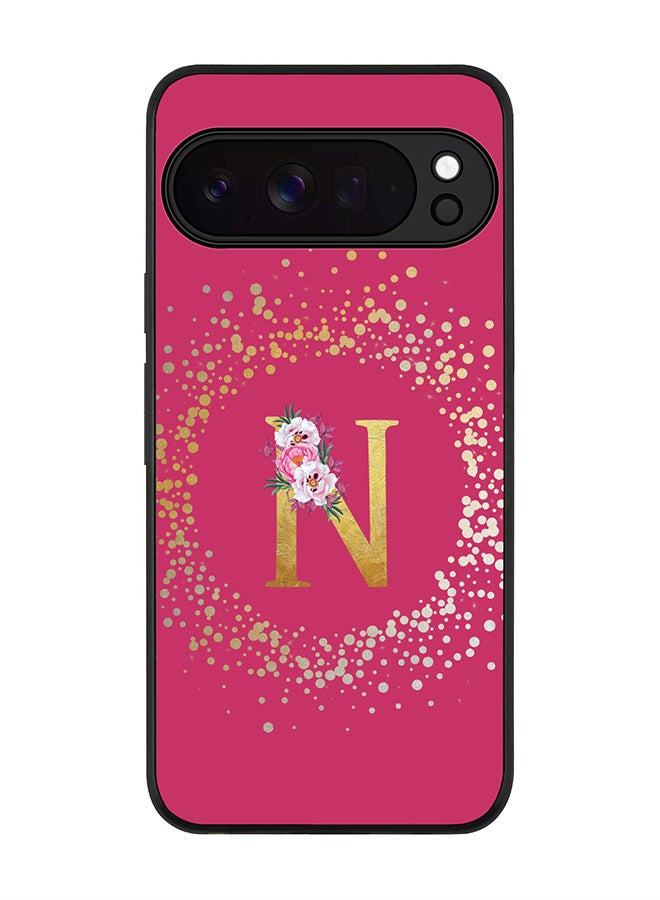 Stylizedd For Google Pixel 10 Pro XL Case,Slim fit Camera Protection, Shockproof Thin Phone cover  - Custom Monogram Floral - N ( Deep Pink ) - Image 1